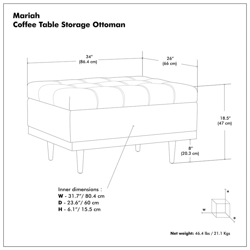 Mariah - Upholstered Lift Top Table Storage Ottoman - R&R Furniture Gallery (Fountain Valley, CA)