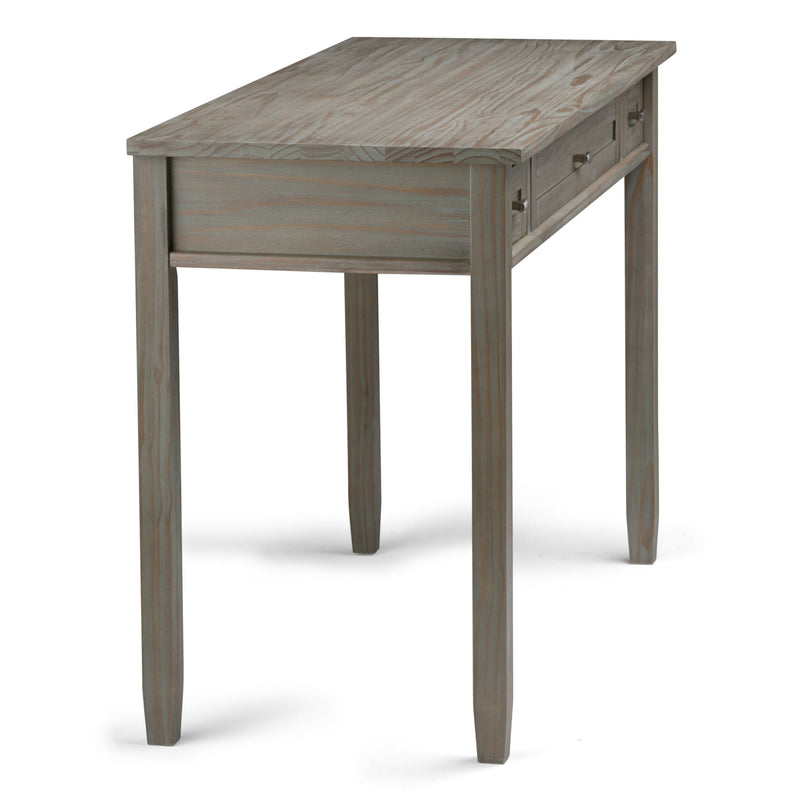 Handcrafted Warm Shaker writing desk by Simpli-Home with a natural wood finish and clean, simple design for home office use