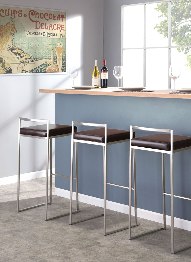 Lumi Source Fuji contemporary stackable barstool with sleek design and wooden seat, set of modern stool set for home or bar.