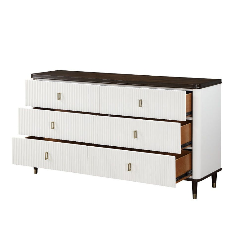 Carena - Dresser With Jewelry Tray - White & Brown - R&R Furniture Gallery (Fountain Valley, CA)