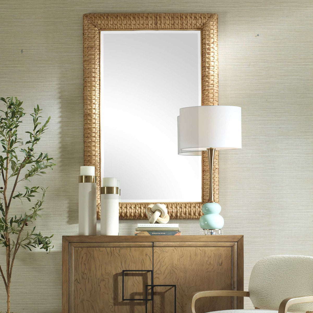 Twisted Seagrass - Large Mirror - Woodtone