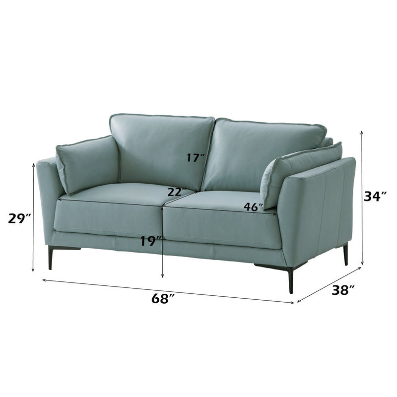 Mesut - Loveseat - Sage Green Top Grain Leather & Black - R&R Furniture Gallery (Fountain Valley, CA)