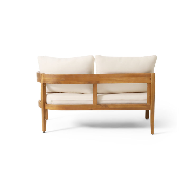 Noble House Brooklyn 2-seater sofa with plush fabric, modern design, and cushioned back for comfortable seating.