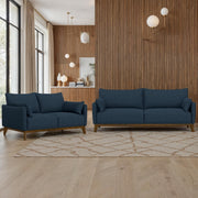 Sofa Wide With Attached Legs - Blue - R&R Furniture Gallery (Fountain Valley, CA)