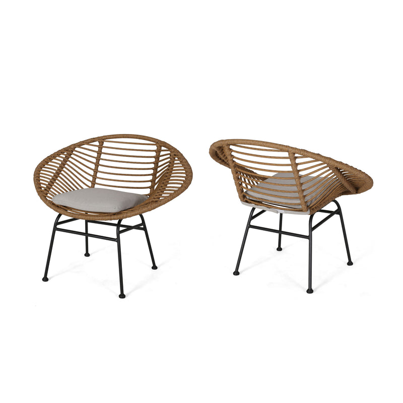 Cordella - Outdoor Woven Wicker Chairs With Cushions, (Set of 2) - R&R Furniture Gallery (Fountain Valley, CA)