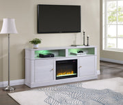 Terra - TV Stand Console With Fireplace - White Walnut - R&R Furniture Gallery (Fountain Valley, CA)