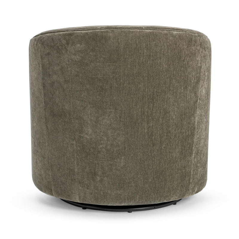 Classic Home Valencia swivel accent chair with plush fabric upholstery and a modern design, shown in a cozy living room setting.
