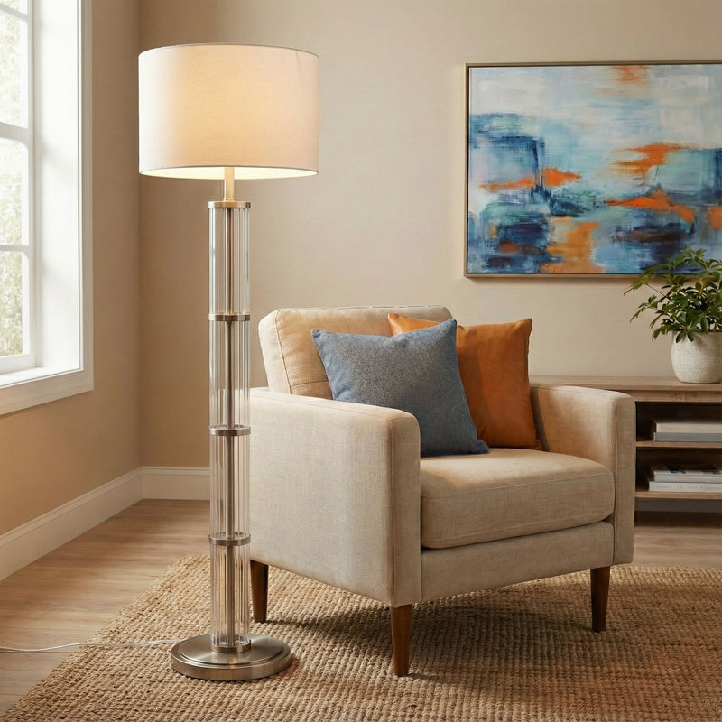 Nimbus - Floor Lamp With 3 Way Rotary Switch Clear Body Base - Silver Gray / White - R&R Furniture Gallery (Fountain Valley, CA)