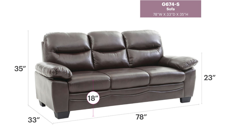 Glory Furniture Marta stationary sofa with plush cushions and modern design, ideal for living room decor.