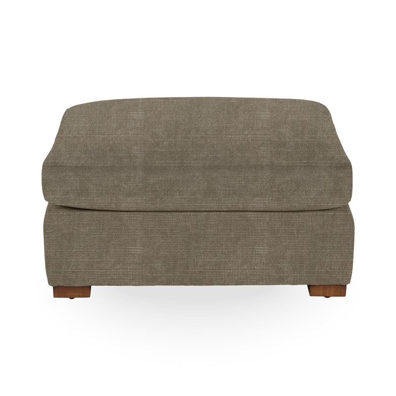 Classic Home Audrey upholstered ottoman with plush fabric, rectangular shape, and tufted top, perfect for living room decor.