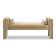 Mason - Arched Arm Bench With Bolster Pillows - Camel Brown Beige - R&R Furniture Gallery (Fountain Valley, CA)