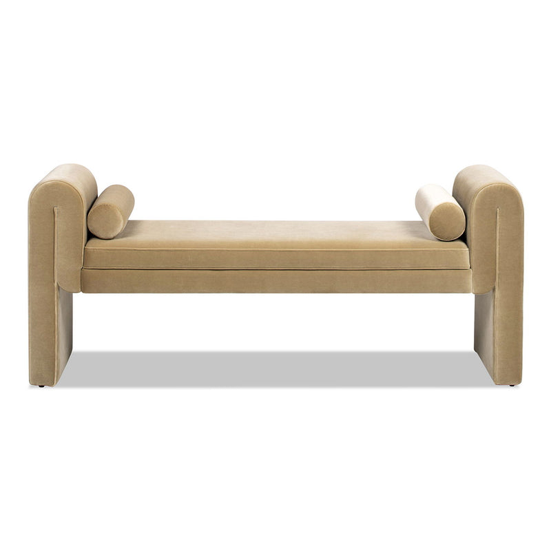 Mason - Arched Arm Bench With Bolster Pillows - Camel Brown Beige - R&R Furniture Gallery (Fountain Valley, CA)