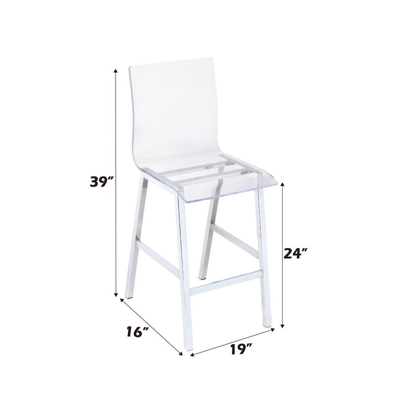 Nadie - Counter Height Chair (Set of 2) - Clear Acrylic & Chrome - R&R Furniture Gallery (Fountain Valley, CA)