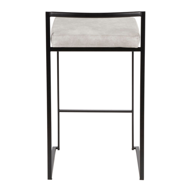 Lumi Source Fuji contemporary style stackable counter stool set with sleek design and wooden finish, ideal for modern kitchen or bar area.