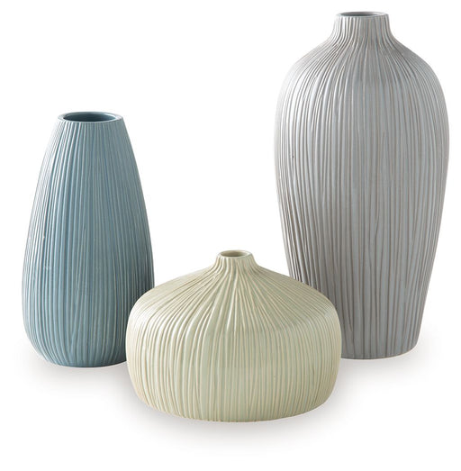 Eiderman - Vase Set (Set of 3) - Gray / Blue / Green - R&R Furniture Gallery (Fountain Valley, CA)