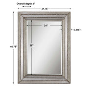 Uttermost Seymour wall mirror with an antique silver finish, featuring a classic, elegant frame suitable for sophisticated interior decor.