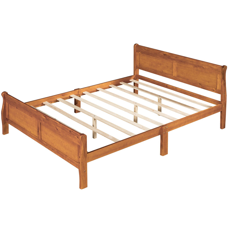Platform Bed Frame Mattress Foundation Sleigh Bed With Headboard / Footboard / Wood Slat Suppor - R&R Furniture Gallery (Fountain Valley, CA)