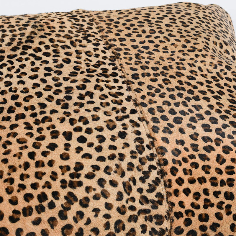 Leopard 20x20 inch accent pillow by Classic Home featuring a camel and black leopard print fabric.