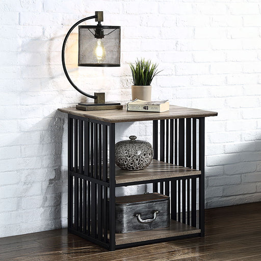 Zudora - Nightstand - Antique Oak & Black - R&R Furniture Gallery (Fountain Valley, CA)