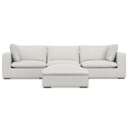 Simpli-Home Jasmine handcrafted sofa and ottoman set in a modern living room with neutral upholstery and stylish design.