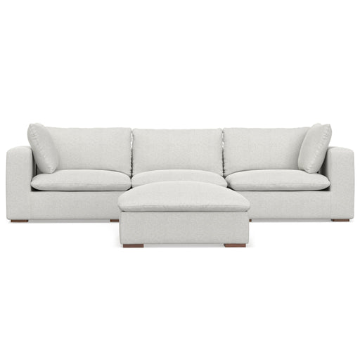 Simpli-Home Jasmine handcrafted sofa and ottoman set in a modern living room with neutral upholstery and stylish design.