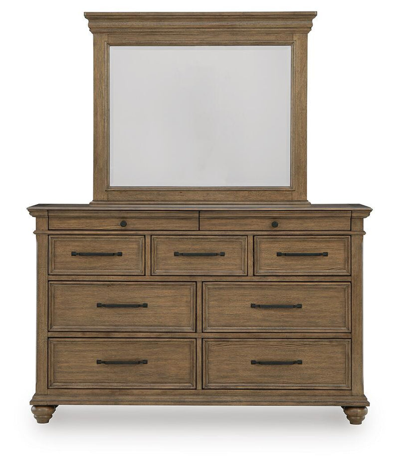 Signature Design by Ashley Karallin dresser with multiple drawers and modern wood finish, ideal for bedroom storage.