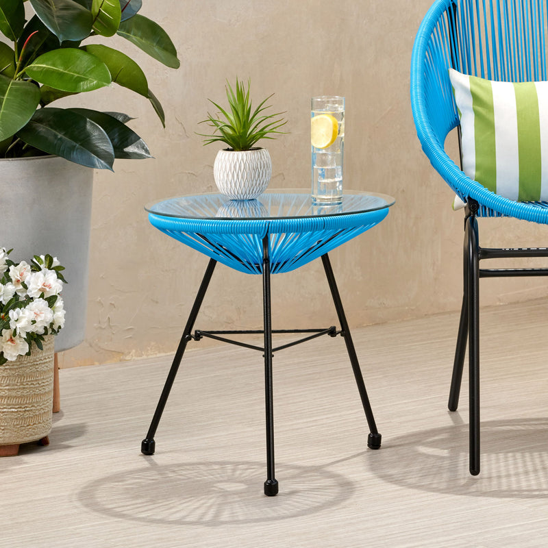 Nusa - Modern Rattan Side Table With Tempered Glass Top - R&R Furniture Gallery (Fountain Valley, CA)