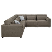 Rylie - Modular Armless Chair With Pillow - Brown Linen - R&R Furniture Gallery (Fountain Valley, CA)