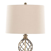 Lumi Source Linx Twist contemporary table lamp set in antique soft brass and white finish, with sleek modern design.