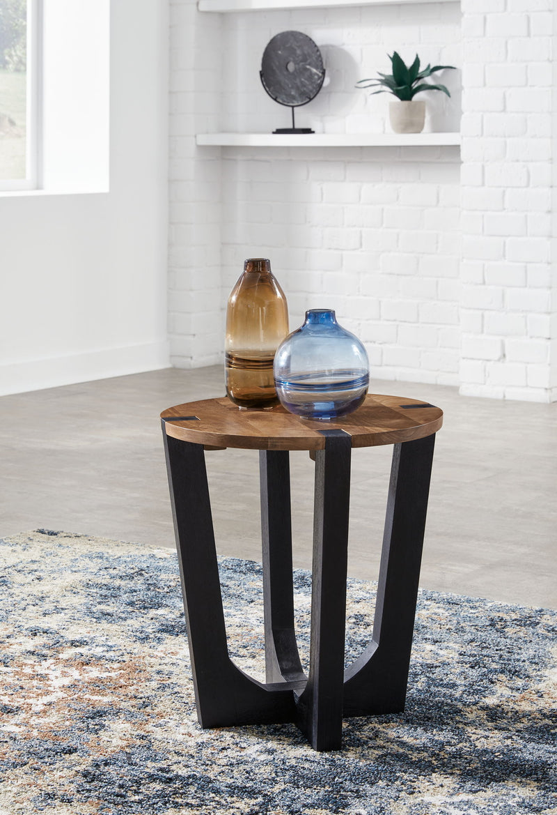 Hanneforth - Round End Table - Brown - R&R Furniture Gallery (Fountain Valley, CA)