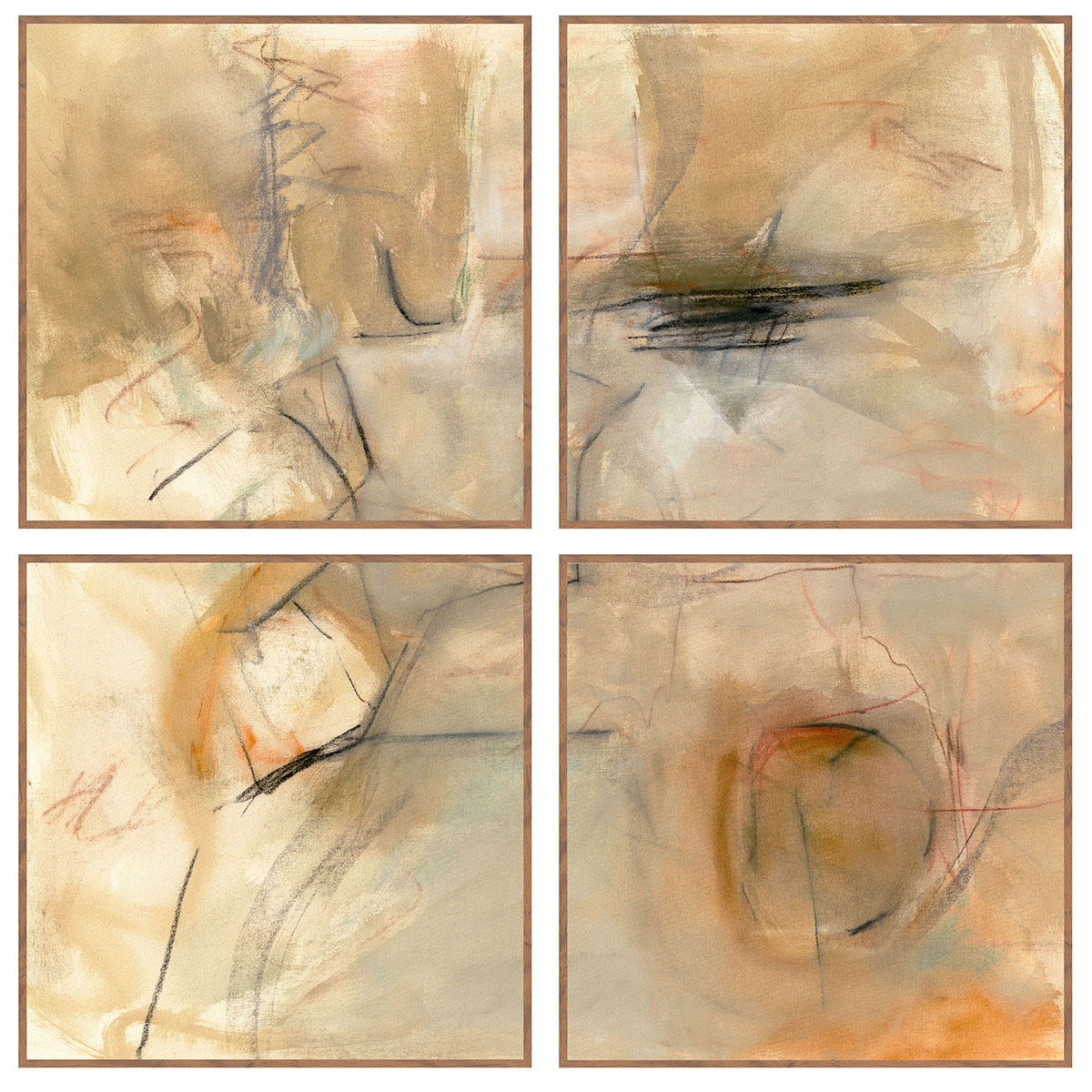 Ochre II - 48" x 48" Painting By Buddy Whitlock (Set of 4) - Walnut - R&R Furniture Gallery (Fountain Valley, CA)