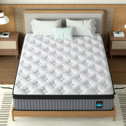 14" King Hybrid Mattress, Memory Foam & Pocket Spring Bed, Cooling, Pressure Relief, Back & Hip Support - Gray / White - R&R Furniture Gallery (Fountain Valley, CA)