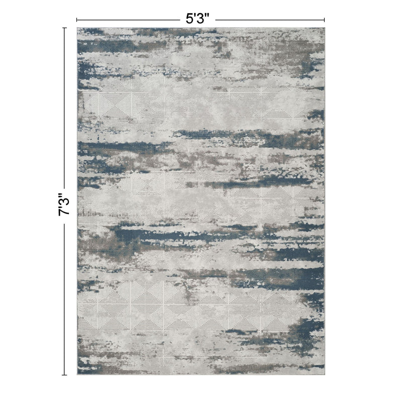 Geometrix - 5'3" X 7'3" Area Rug With Geometric 3D Effect - Gray / Ivory - R&R Furniture Gallery (Fountain Valley, CA)