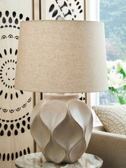 Edselham - Paper Table Lamp - Distressed Cream - R&R Furniture Gallery (Fountain Valley, CA)