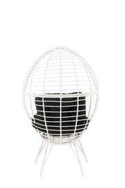 Galzed - Patio Lounge Chair - Black Fabric & White Wicker - R&R Furniture Gallery (Fountain Valley, CA)