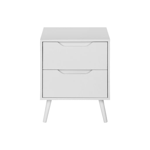 Modern 8th Street accent table with storage drawers, featuring a sleek design and functional surface for living room decor.