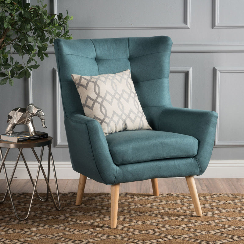 Club Chair With Rubberwood Legs - R&R Furniture Gallery (Fountain Valley, CA)