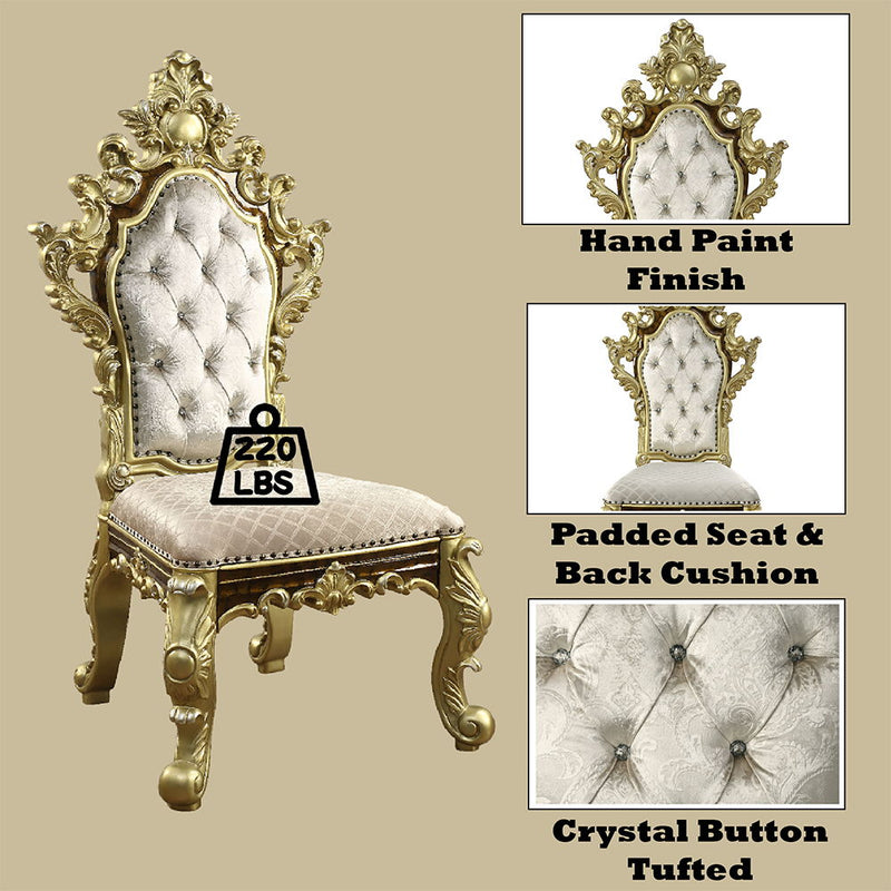 Desiderius - Side Chair (Set of 2) - Antique Gold & Hand-Painted Brown - R&R Furniture Gallery (Fountain Valley, CA)