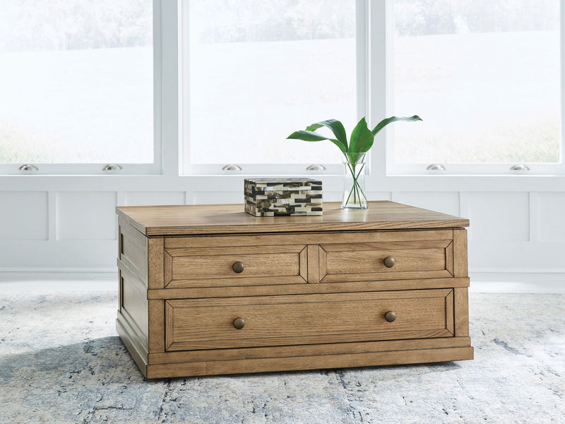 Sharlance - Lift Top Cocktail Table - Light Brown - R&R Furniture Gallery (Fountain Valley, CA)