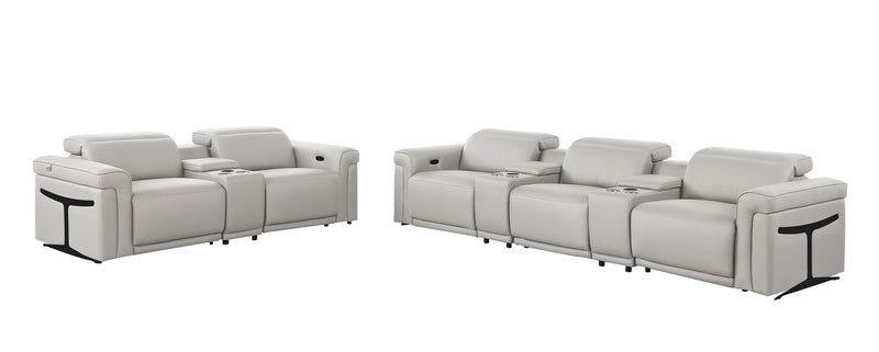 1126 - 8-Piece Modular Power Reclining Sofa & Loveseat Set In With 5 Power Recliners & Power Headrests