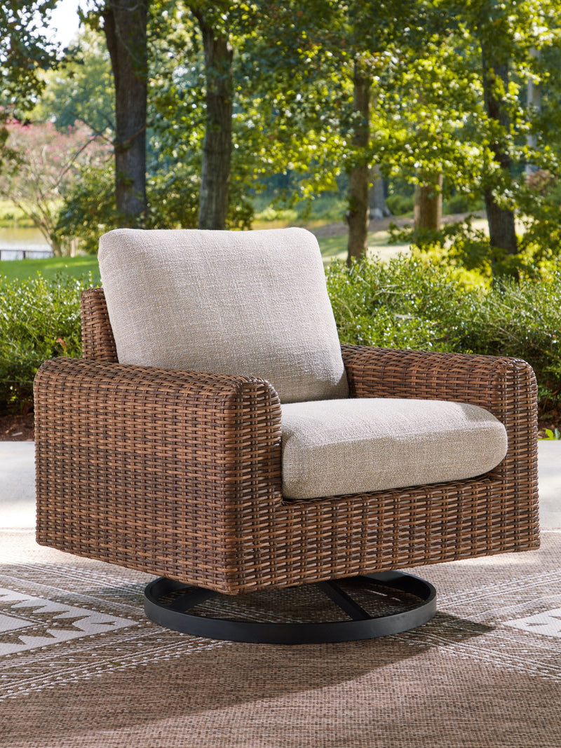 Dolan Creek - Swivel Lounge With Cushion - Gray / Brown - R&R Furniture Gallery (Fountain Valley, CA)