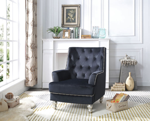 Elegant traditional armchair by Glory Furniture with plush upholstery and classic design, perfect for a cozy living space.