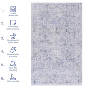 Maval - 4' X 6' Area Rug Washable - Blue / Cream - R&R Furniture Gallery (Fountain Valley, CA)