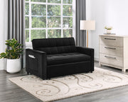 Maeve - Convertible Sleeper Loveseat With Tufting and Side Pocket - Black - R&R Furniture Gallery (Fountain Valley, CA)