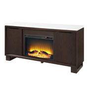 Edwyn - Server With Fireplace - Natural Marble Top & Espresso - R&R Furniture Gallery (Fountain Valley, CA)