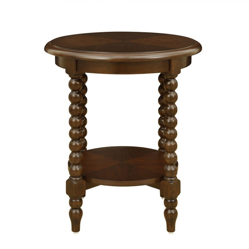 Philippe - Round End Table With Shelf - Brown - R&R Furniture Gallery (Fountain Valley, CA)