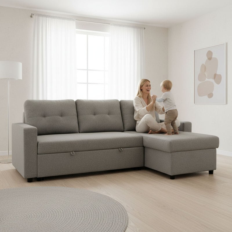 Convertible L Shaped Sectional Sleeper Sofa Bed, Saving Pull Out Couch - R&R Furniture Gallery (Fountain Valley, CA)