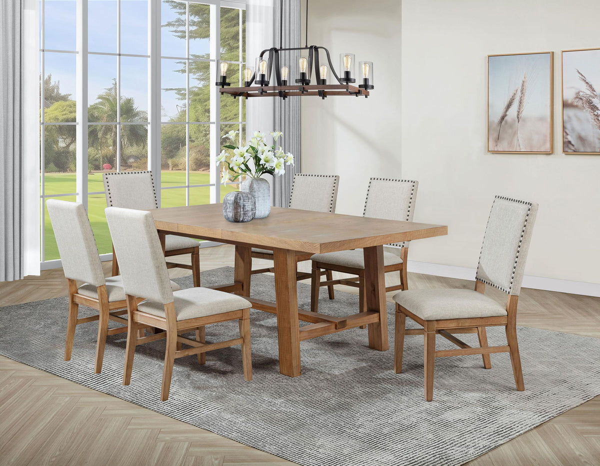 Middleton 7-piece Extension Leaf Dining Set Brown and Beige