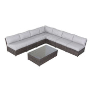 Comfortable Modern Patio Rattan Sectional Set With Cushions - R&R Furniture Gallery (Fountain Valley, CA)
