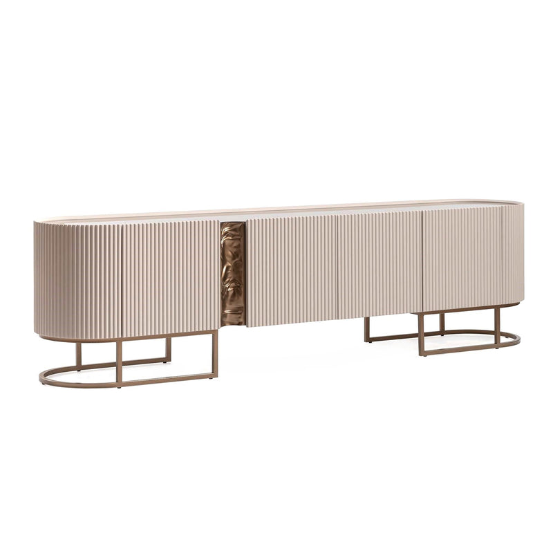 Lisbon - Media Cabinet - Silky Cream / Bronze - R&R Furniture Gallery (Fountain Valley, CA)